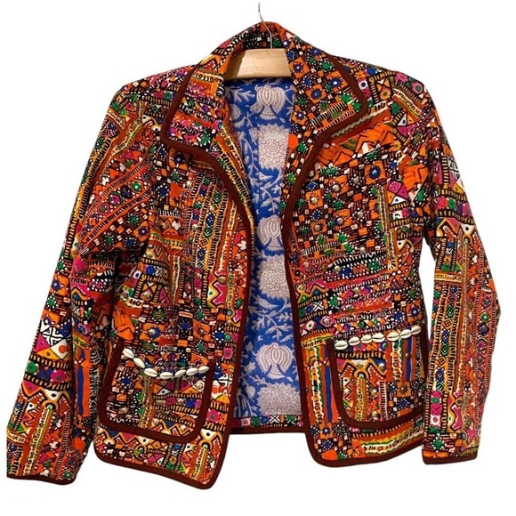 Alix of BohemiaJacket Orange Pasha Rajasthan Cotton- Size XS